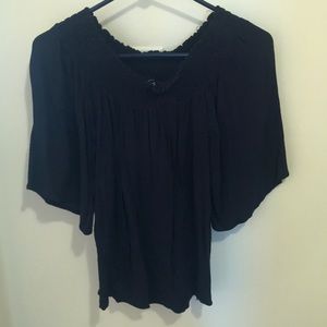 Navy blue crepe blouse